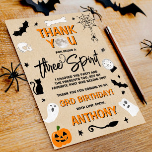 Three Spirit! Halloween 3. Geburtstag Dankeskarte