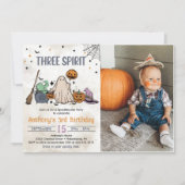 Three Spirit Halloween 3. Geburtstag Party Foto Einladung (Vorderseite)