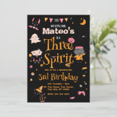 Three Spirit Halloween Geburtstagseinladung Einladung (Stehend Vorderseite)