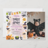 Three Spirit Halloween Niedlich Ghost Birthday Fot Einladung (Vorderseite)