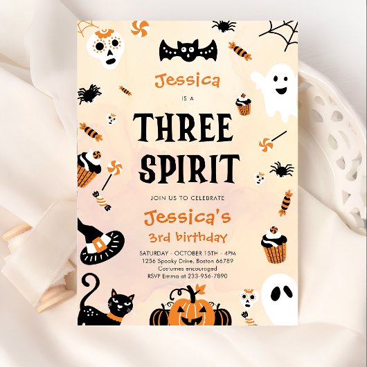Three Spirit Halloween Niedlich Ghost Birthday Par Einladung