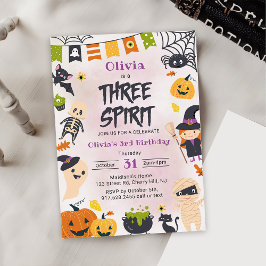 Three Spirit Halloween Niedlich Ghost Birthday Par Einladung