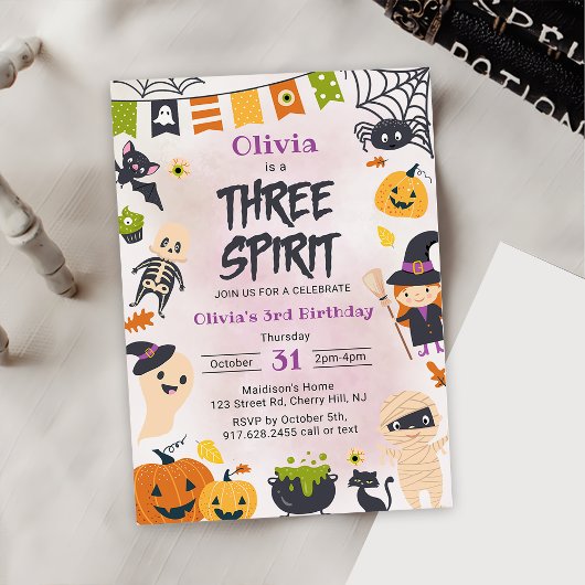 Three Spirit Halloween Niedlich Ghost Birthday Par Einladung
