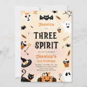 Three Spirit Halloween Niedlich Ghost Birthday Par Einladung (Vorderseite)