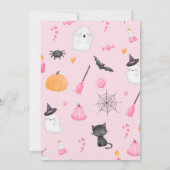 Three Spirit Halloween pinkfarbenes Mädchen Geburt Einladung (Rückseite)