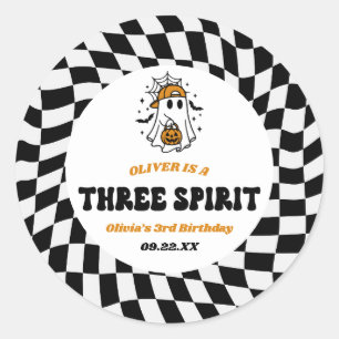 Three Spirit Halloween Retro 3. Geburtstagsfeier Runder Aufkleber
