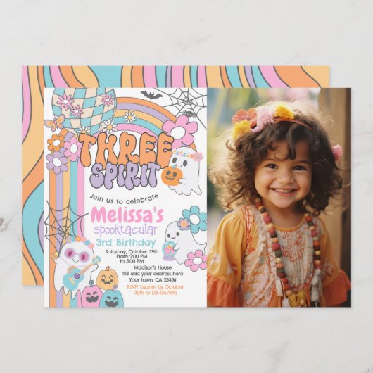 Three Spirit Hippie Halloween 3rd Birthday Einladung (Vorne/Hinten)
