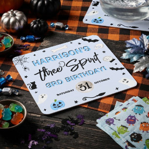 Three Spirit! Jungen Halloween 3. Geburtstagsfeier Rechteckiger Pappuntersetzer