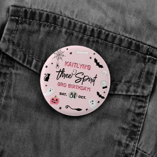 Three Spirit! Mädchen Halloween 3. Geburtstagsfeie Button
