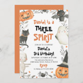 Three Spirit Niedlich Halloween 3. Geburtstag Einl Einladung (Vorne/Hinten)