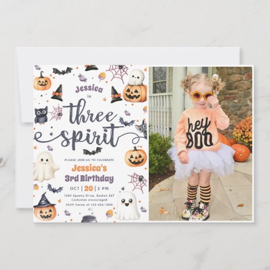 Three Spirit Niedlich Halloween Ghost 3. Geburtsta Einladung (Vorderseite)