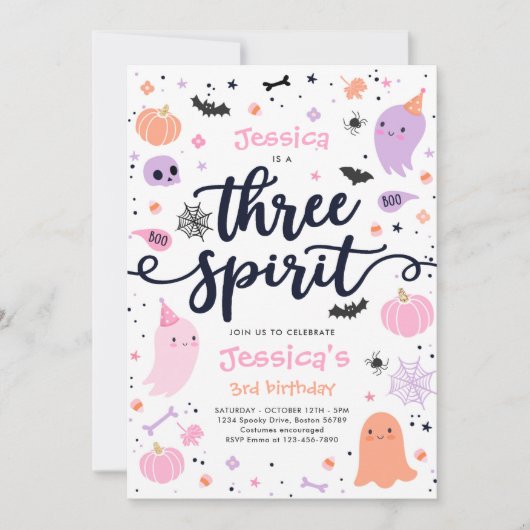 Three Spirit Niedlich Halloween Ghost 3. Geburtsta Einladung (Vorderseite)