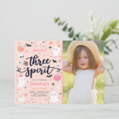 Three Spirit Niedlich Halloween Ghost 3. Geburtsta Einladung (Stehend Vorderseite)