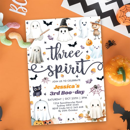 Three Spirit Niedlich Halloween Ghost 3. Geburtsta Einladung