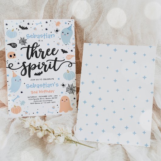 Three Spirit Niedlich Halloween Ghost 3. Geburtsta Einladung