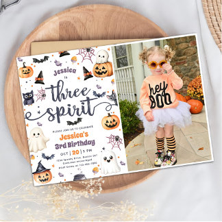 Three Spirit Niedlich Halloween Ghost 3. Geburtsta Einladung