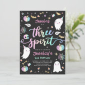 Three Spirit Niedlich Halloween Ghost 3. Geburtsta Einladung (Stehend Vorderseite)