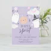 Three Spirit Niedlich Halloween Ghost 3. Geburtsta Einladung (Stehend Vorderseite)