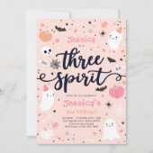 Three Spirit Niedlich Halloween Ghost 3. Geburtsta Einladung (Vorderseite)