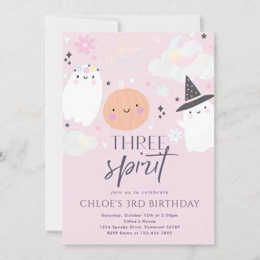 Three Spirit Niedlich Halloween Ghost 3. Geburtsta Einladung (Vorderseite)