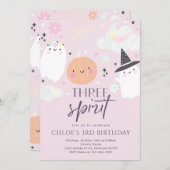 Three Spirit Niedlich Halloween Ghost 3. Geburtsta Einladung (Vorne/Hinten)