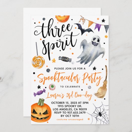 Three Spirit Spooky Halloween Einladung (Vorne/Hinten)