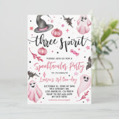 Three Spirit Spooky Halloween Geburtstag Einladung (Stehend Vorderseite)