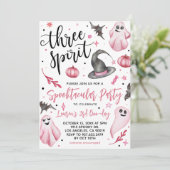 Three Spirit Spooky Halloween Geburtstag Einladung (Stehend Vorderseite)