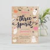 Three Spirit Vintag Halloween Ghost 3. Geburtstag Einladung (Stehend Vorderseite)