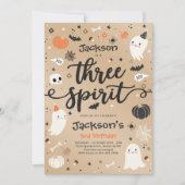 Three Spirit Vintag Halloween Ghost 3. Geburtstag Einladung (Vorderseite)