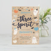 Three Spirit Vintag Halloween Ghost 3. Geburtstag Einladung (Stehend Vorderseite)