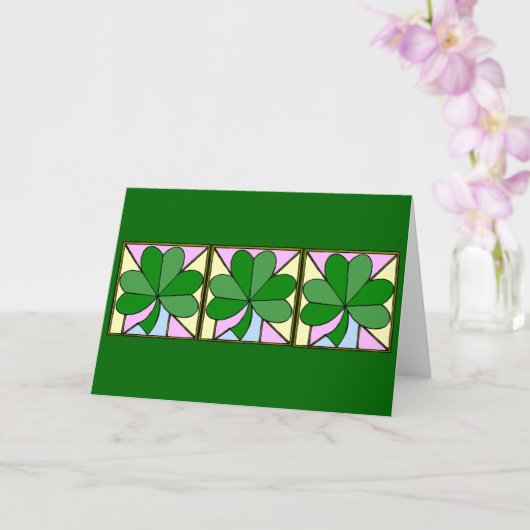 THREE SQUARES WITH SHAMROCKS, "ST. PATRICK'S DAY G KARTE (Orchidee)