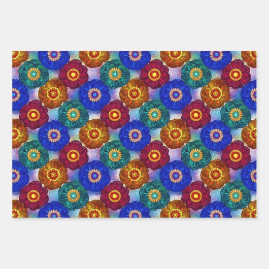 Three Stained Glass Abstract Floral Patterns Geschenkpapier Set (Vorderseite 3)