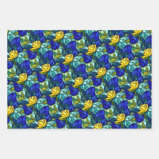 Three Stained Glass Abstract Floral Patterns Geschenkpapier Set (Vorderseite 2)