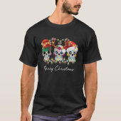 Three Sugar Skull Weihnachtslichter Reindeer Santa T-Shirt (Vorderseite)