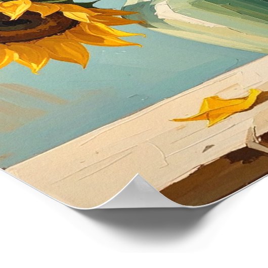 Three Sunflowers After Van Gogh Poster (Ecke)