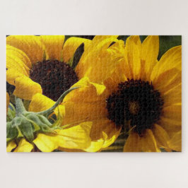 Three Sunflowers Botanical Art Fotograf Puzzle