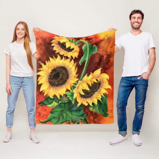 Three Sunflowers Fleece Blanket - Painting (Beispiel)