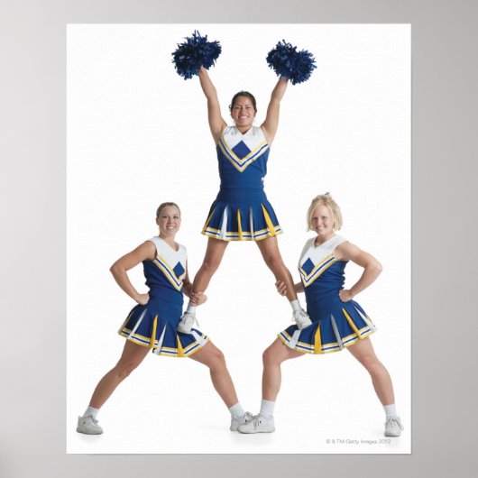 three teenage caucasian female cheerleaders in poster (Vorne)