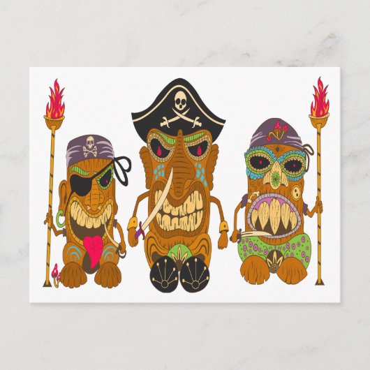 Three Tiki Pirates, Funny Postkarte (Vorderseite)