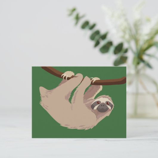 Three Toed Sloth Postkarte (Stehend Vorderseite)