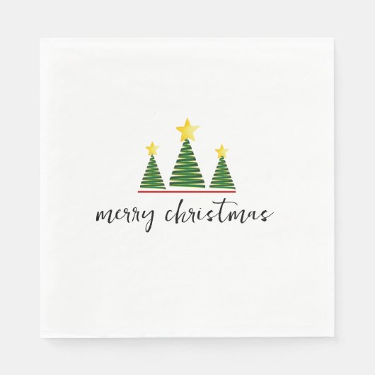 Three Trees, Merry Christmas Paper Napkin Serviette (Vorderseite)