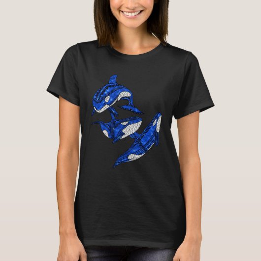 Three Tribal Orca Whales Ocean Animals T-Shirt (Vorderseite)