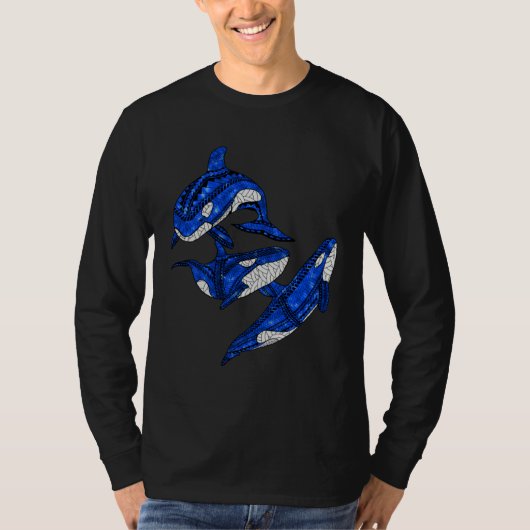 Three Tribal Orca Whales Ocean Animals T-Shirt (Vorderseite)