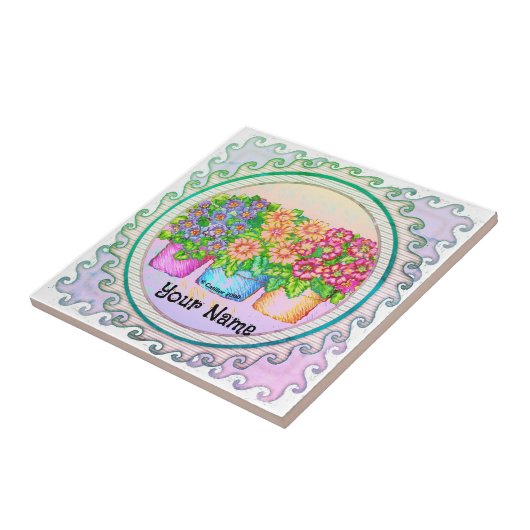 Three Vases Flowers Fliese (Seite)