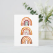 Three Watercolor Earthy Modern Boho Rainbow Postkarte (Stehend Vorderseite)