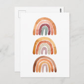Three Watercolor Earthy Modern Boho Rainbow Postkarte (Vorne/Hinten)
