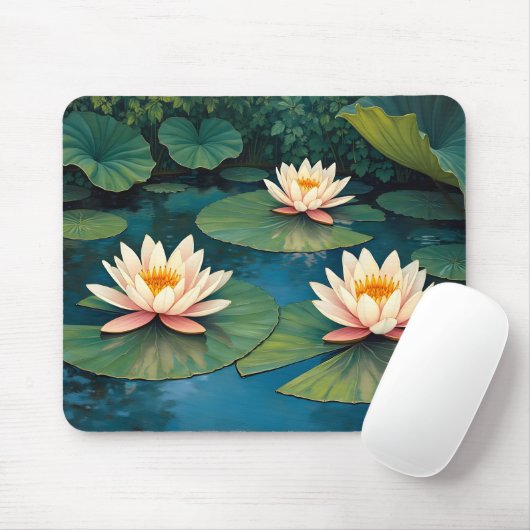 Three Waterlilies Mousepad (Mit Mouse)