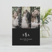 Three Wedding Photo Collage Many Thanks Quote Dankeskarte (Stehend Vorderseite)