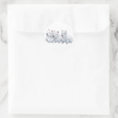Three West Highland White Terriers Runder Aufkleber (Tasche)